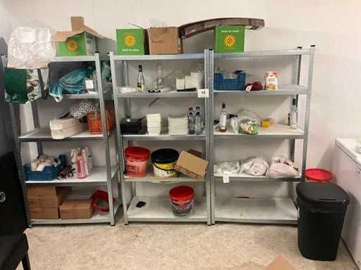 Metal storage rack with content (4x)