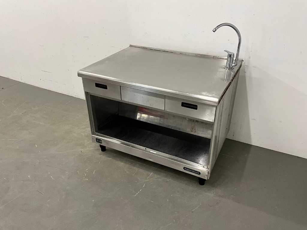 Küppersbusch - Table de travail en acier inoxydable avec mitigeur (120 cm)