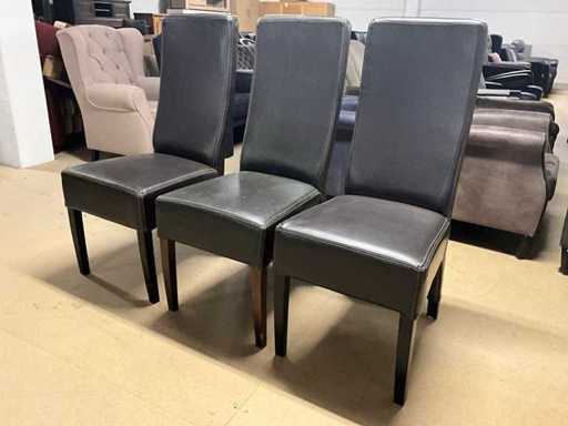 Chaise de salle à manger en cuir (3x)