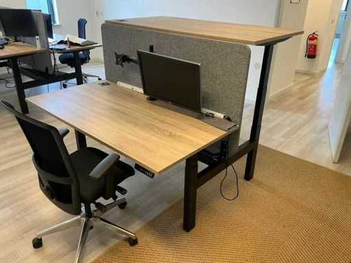 Elektrisch verstelbaar dubbel bureau met 2x bureaustoel