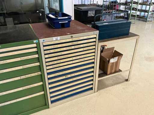 Szafka na szuflady Garant z wiertarką, wycinaczką i narzędziami