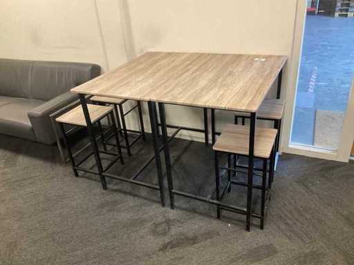Canteen tables with 4 stools (2x)