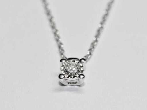 9 KT White Gold Neacklace With Natural Diamond