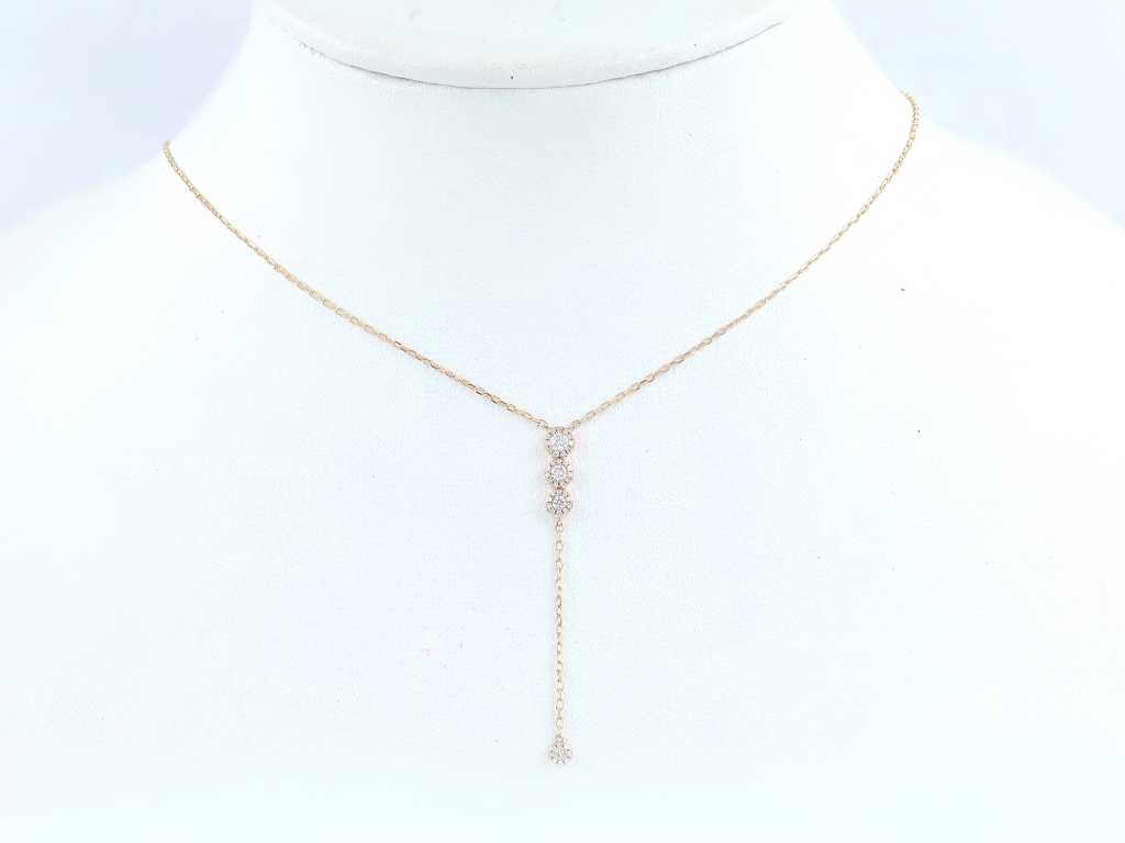 18 KT Pink gold Necklace with Pendant With Natural Diamonds