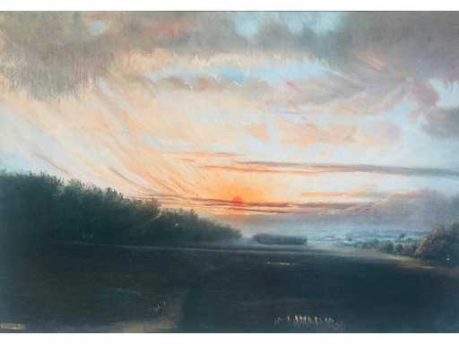 Van de Ven - sunset - original pastel - framed