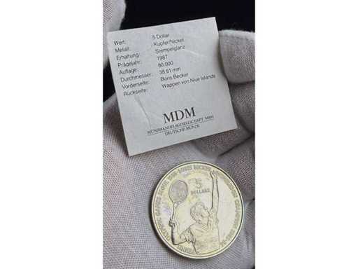 Boris Becker Gedenkmünze Wimbledon Seoul 1988 Niue 5 Dollars