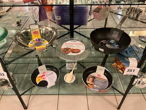 2 x bakpan, 2 x wok,1 x keukenlepelhouder en 1 x antispatdeksel Gsw/Ssw/Ibili