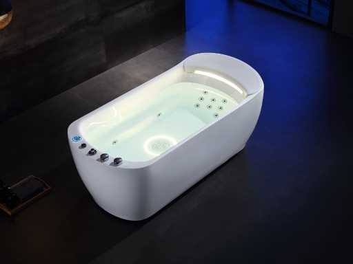 Baignoire de massage design autoportante - cascade - blanc brillant