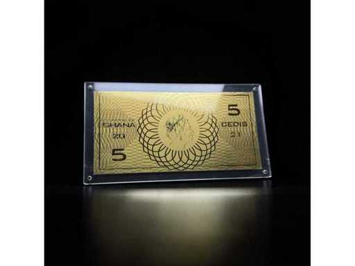 Mars 3 – 50 Years on Mars – 5 Cedis Ghana 2021 – 24 Karat vergoldete Sammlerbanknote – Auflage nur 2.000 Stück