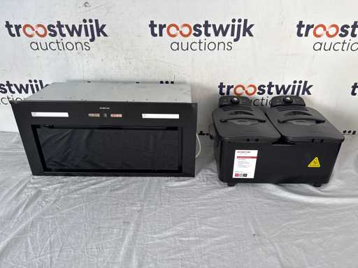 Inventum GF461B - Dubbele frituurpan | Inventum AKI6015ZWA inbouw afzuigkap 60 cm