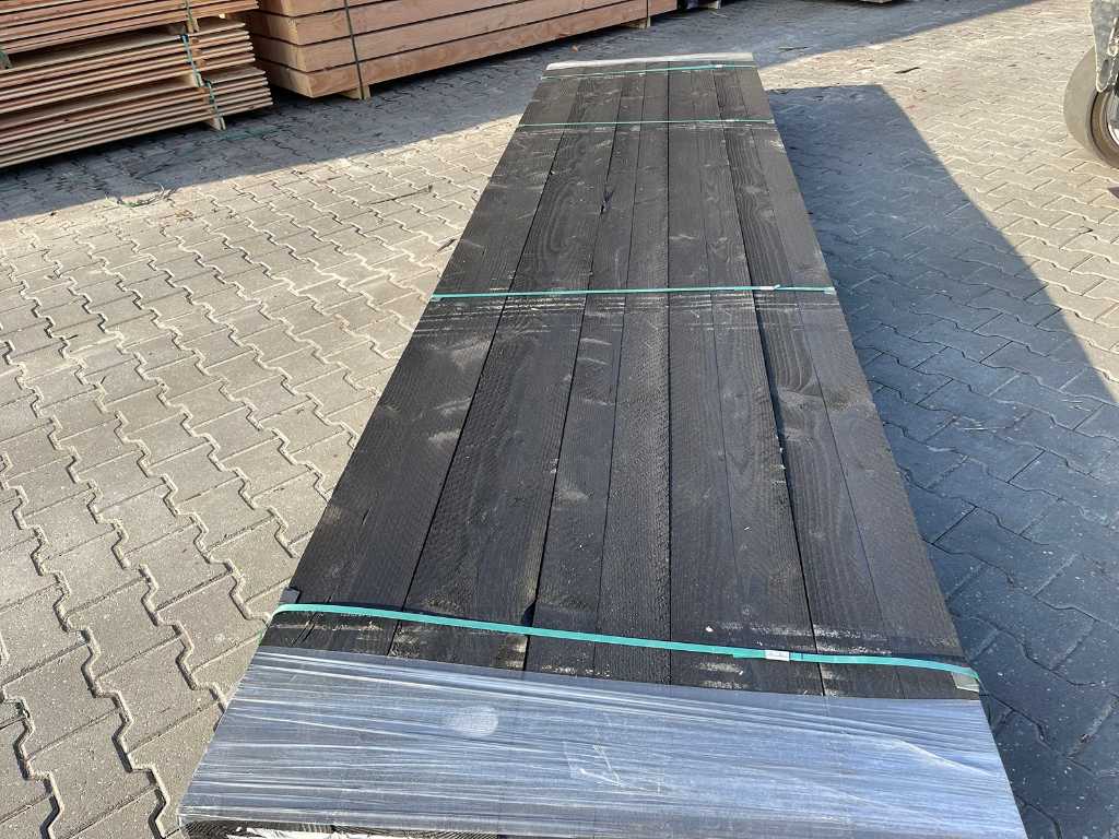 Planches Douglas finement sciées enduites noires 22x200mm, longueur 400cm (50x)