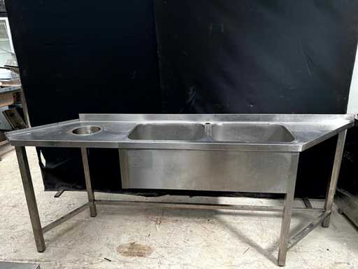 Évier double en acier inoxydable avec trou d’évacuation des déchets