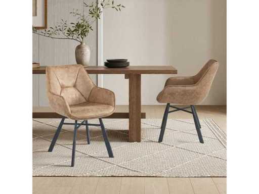 Set van 6 Eetkamerstoel Kuip met armleuning Beige