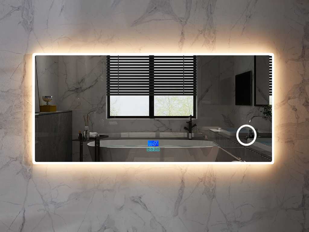 Luxury wellness 140cm led spiegel met digitaal display 