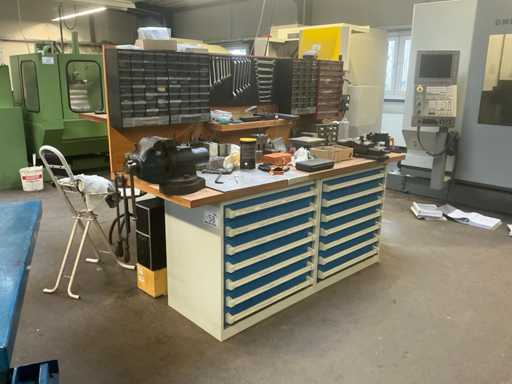 Workbench with 2 cabinets and contents