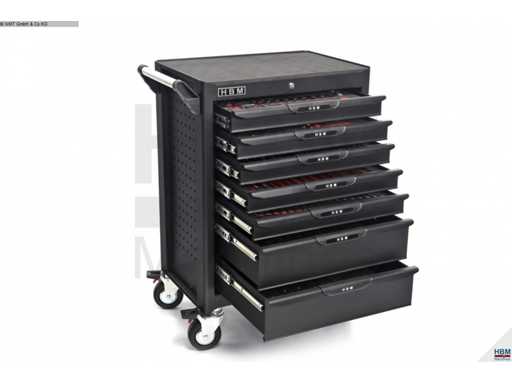 HBM HBM 283 DELUX BLACK Gereedschapswagen gevuld