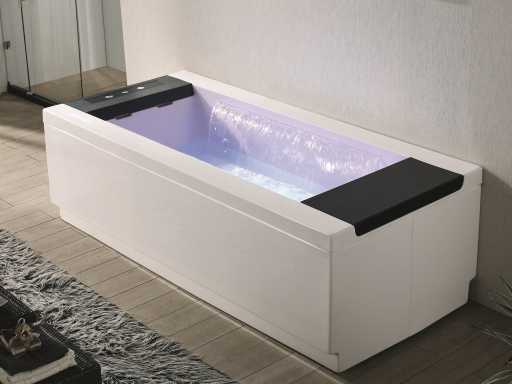Baignoire massante design en saillie - cascade - blanc brillant