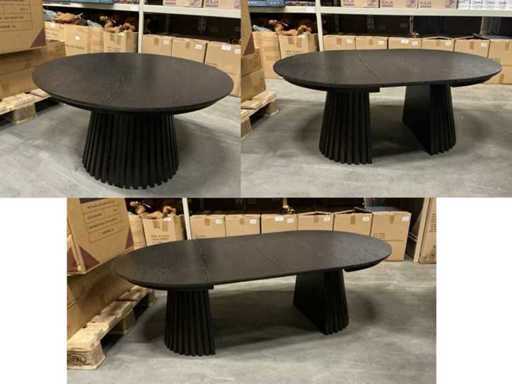 Tavolino da caffè estendibile Nola Collection Japandi marrone scuro 45x80/110/140cm