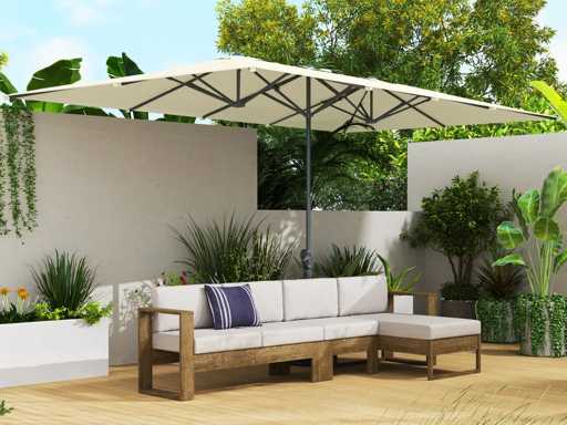 Parasol double-face, 451 x 264 cm Parasol avec système de manivelle