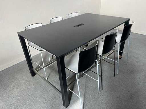 SEDUS - Mastermind hoge vergadertafel + 6 x Pedrali Tweet Hoge krukken - Vergaderset