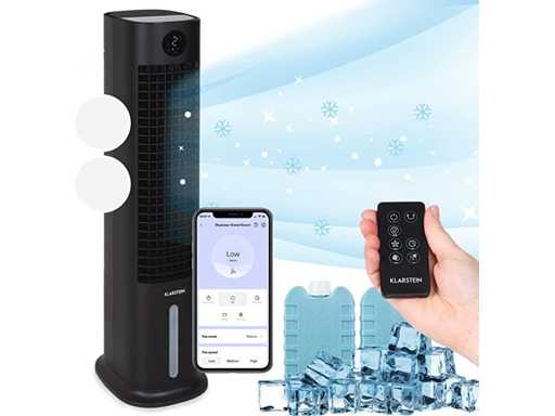 Mobiele luchtkoeler - met afstandsbediening - Mobiele airconditioningventilator zonder afvoer - 480 m³/u - 8l - Zwart