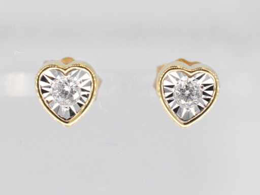 Gouden oorbellen met hartvorm briljant diamant