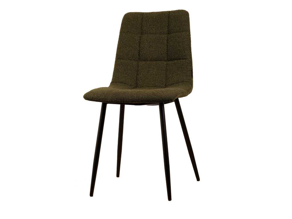 6x Design dining chair green boucle