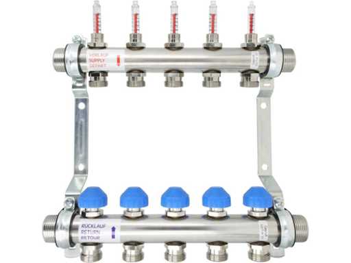 OEG SilverTec 1" Distributeur en acier inoxydable à 5 groupes