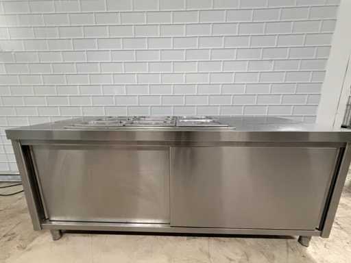 Mobilier de lucru din oțel inoxidabil cu au bain marie încorporat