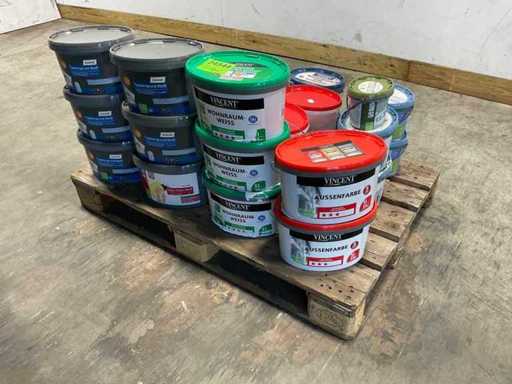 Batch of wall, façade, moisture-resistant paint, wallpaper primer and glue