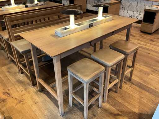 Hutten - Bartafel met bank en 3 barkrukken