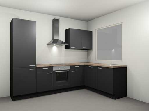 Cuisine d’angle Nobilia Touch super mat noir