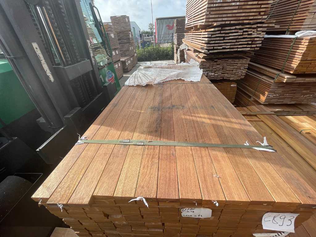 Basralocus hardhouten planken geschaafd 21x70mm, lengte 275cm (335x)