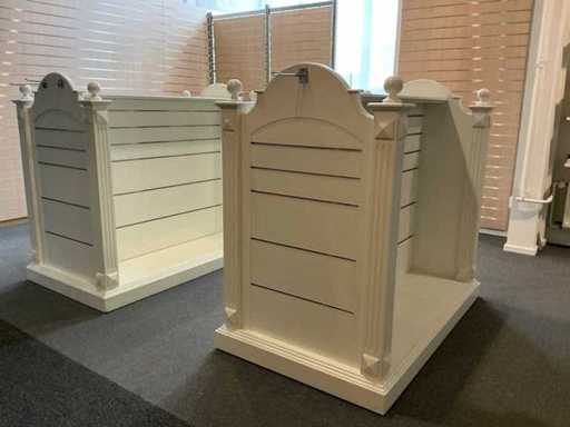 Verrijdbare houten winkelrekken (6x)