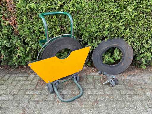 Dispositif de cerclage + chariot et 2x rouleau de cerclage