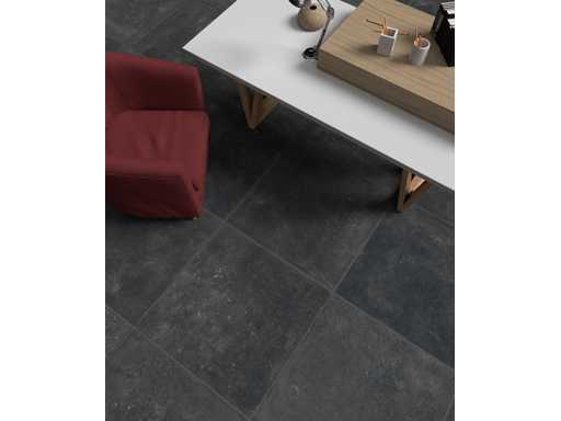 75m² Héritage Charcoal 90x90 rectifié, effect pierre, sloop and dark, Neuf emballé