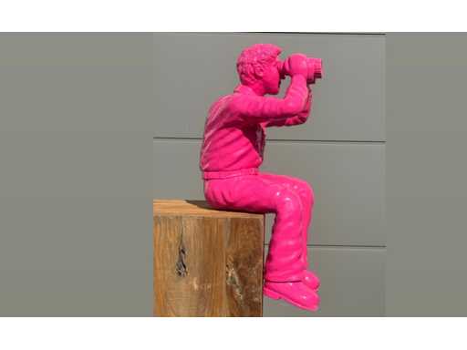 Man met Verrekijker H70cm Pink