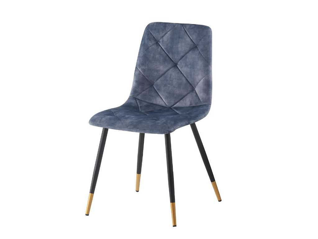 6x Design dining chair blue velvet 2073