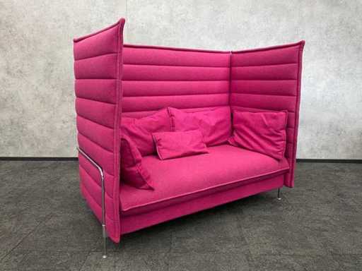 Vitra Alcove - design sofa fuchsia - met kussens