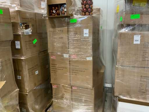 Christmas baubles on pallet