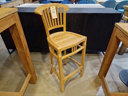 2 x tabouret de bar en teck diamanté classique 48 x 38 x H105cm