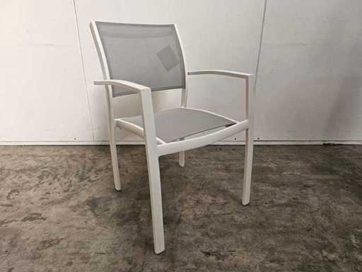 2 x Garden Prestige - Chaise empilable Alu Namur avec accoudoir blanc - gris clair 