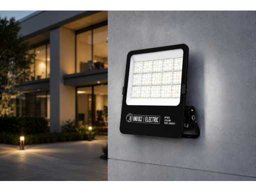 4 x LED Floodlight 200W – 6400K Koud Wit - Zwart – IP65 – BORNEO-200