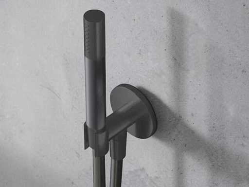 Supporto a muro Hotbath Cobber con timbone a mano, doccia e doccia opaca M440 nera opaca