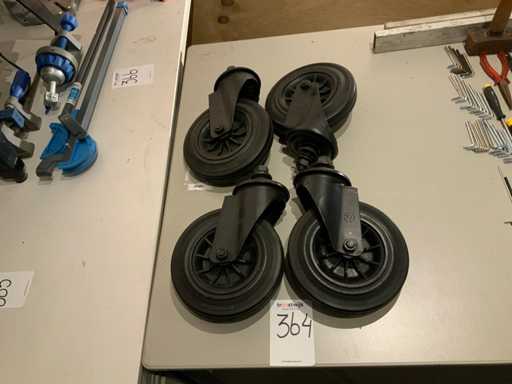 Zwarte zwenkwielen (4x)