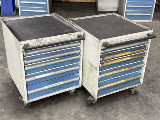   2 mobile tool trolleys with contents