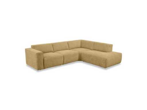 fonQ - Rozciągnięta sofa w rogu prawa - piaskowa żółć - zestaw sofy