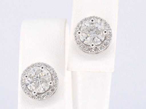 Witgouden diamanten oorbellen met rand van briljanten