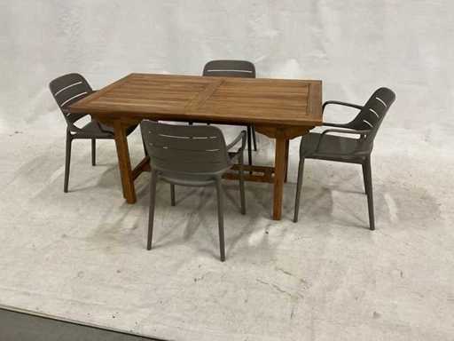 Tuinset 150 cm met 4 stoelen