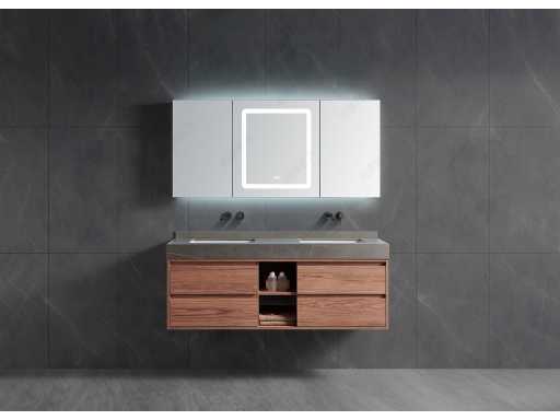 Meuble de salle de bain 2 personnes 150cm avec armoire de toilette